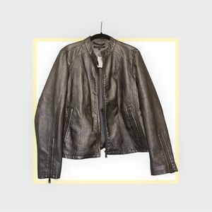 17. Pewter faux leather jacket. Size PXL